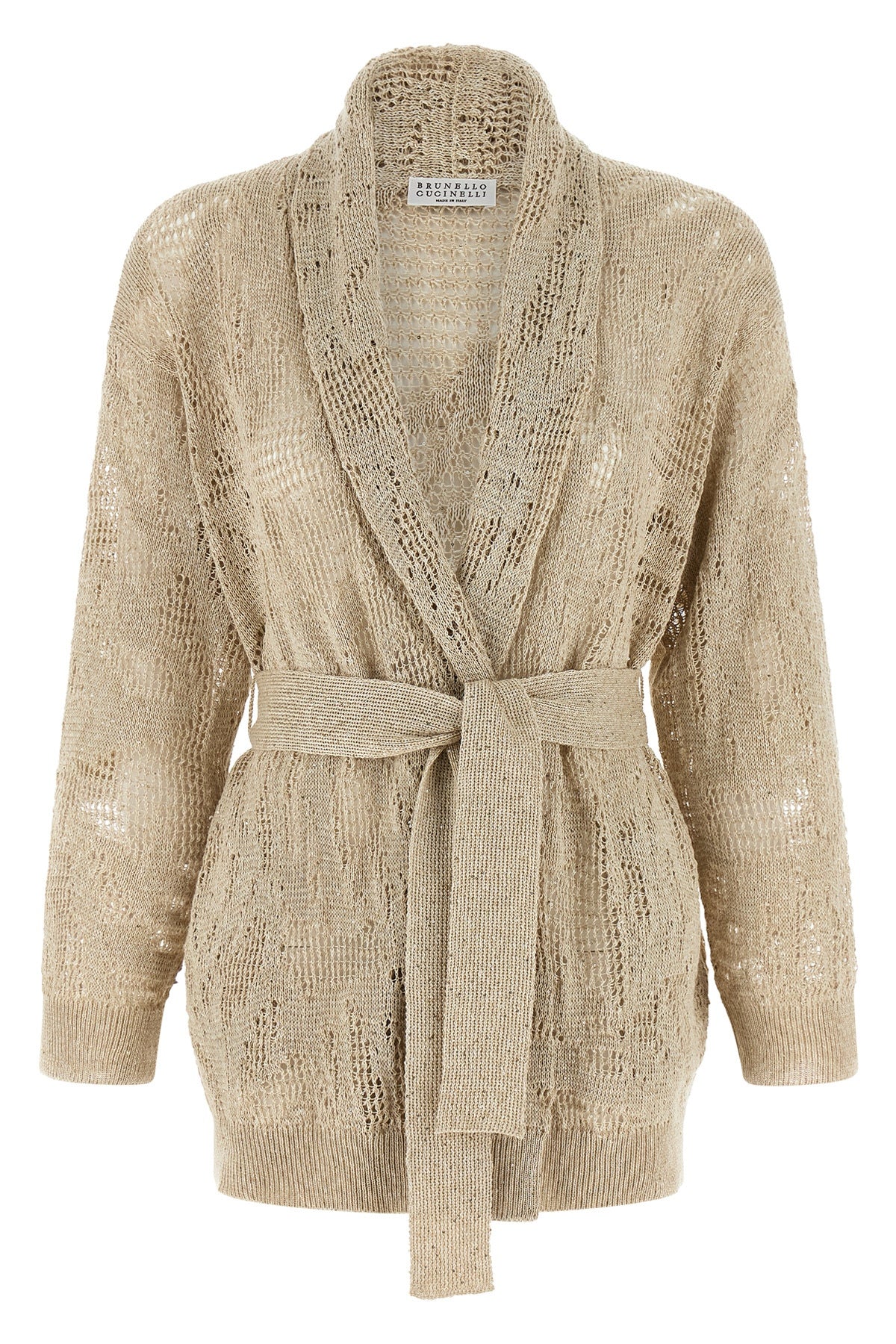 BRUNELLO CUCINELLI L cardigan in linen and cotton blend crocheted