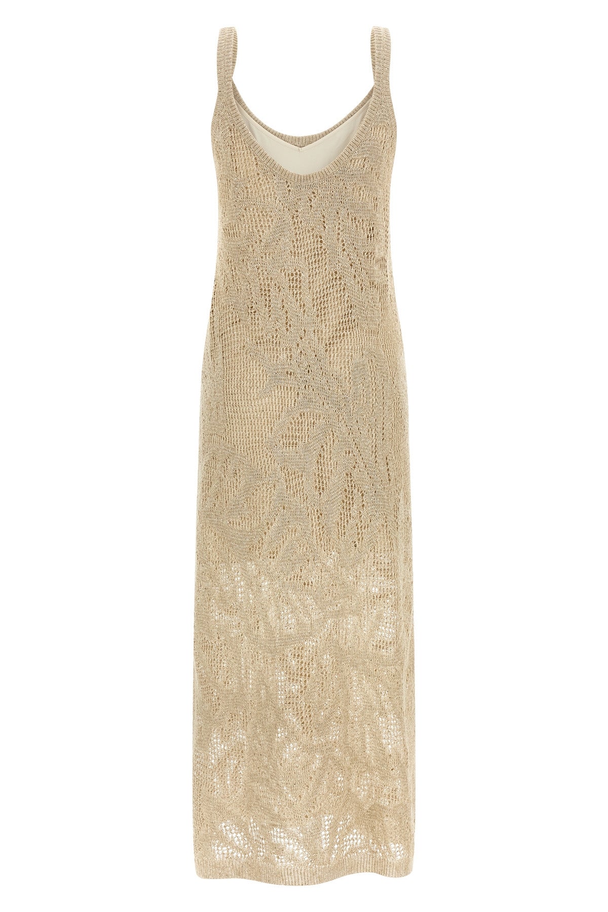 BRUNELLO CUCINELLI M long dress in linen and cotton blend crocheted