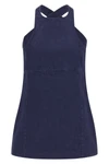 short dress in garment-dyed cotton gabardine