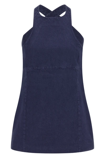short dress in garment-dyed cotton gabardine
