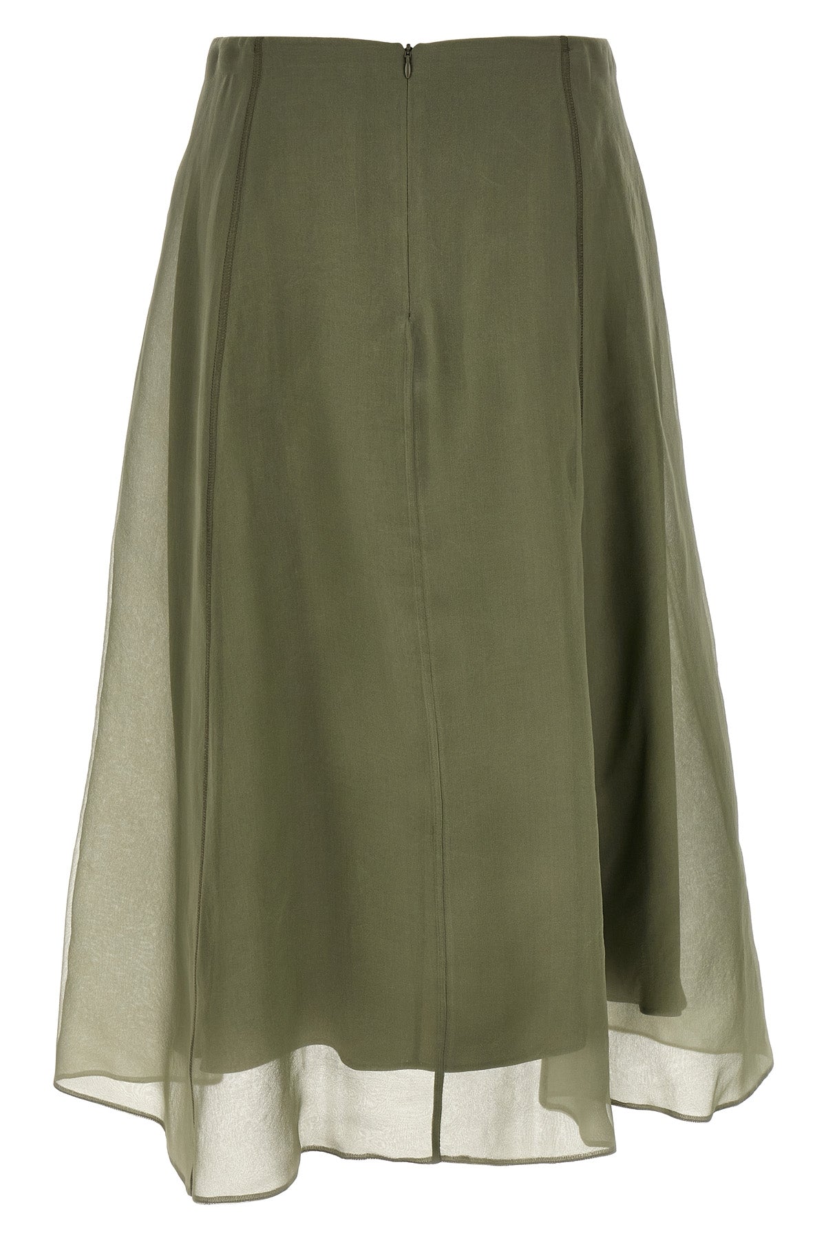 BRUNELLO CUCINELLI 42 circle crispy silk midi skirt