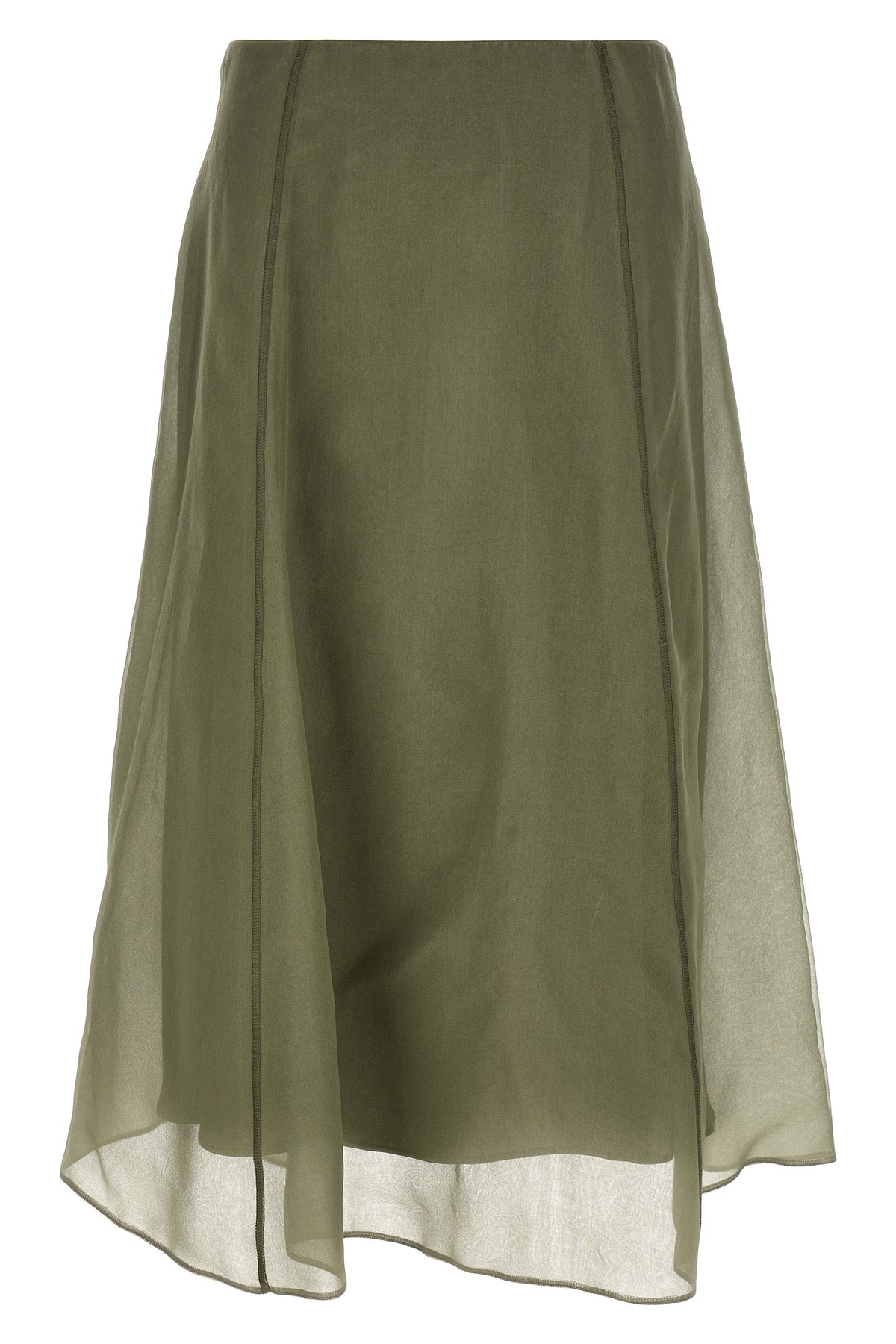 BRUNELLO CUCINELLI 42 circle crispy silk midi skirt