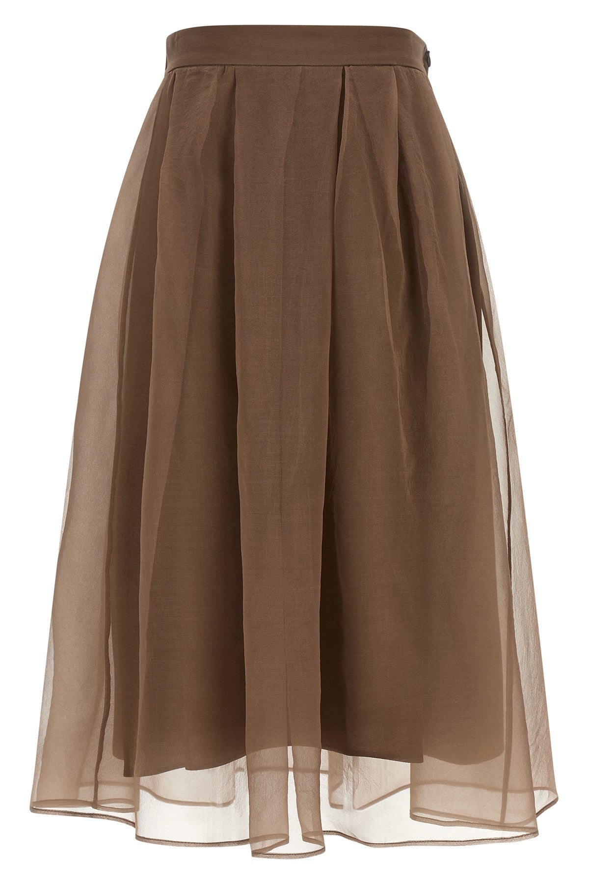 BRUNELLO CUCINELLI 36 circle midi skirt in semi-transparent crispy silk