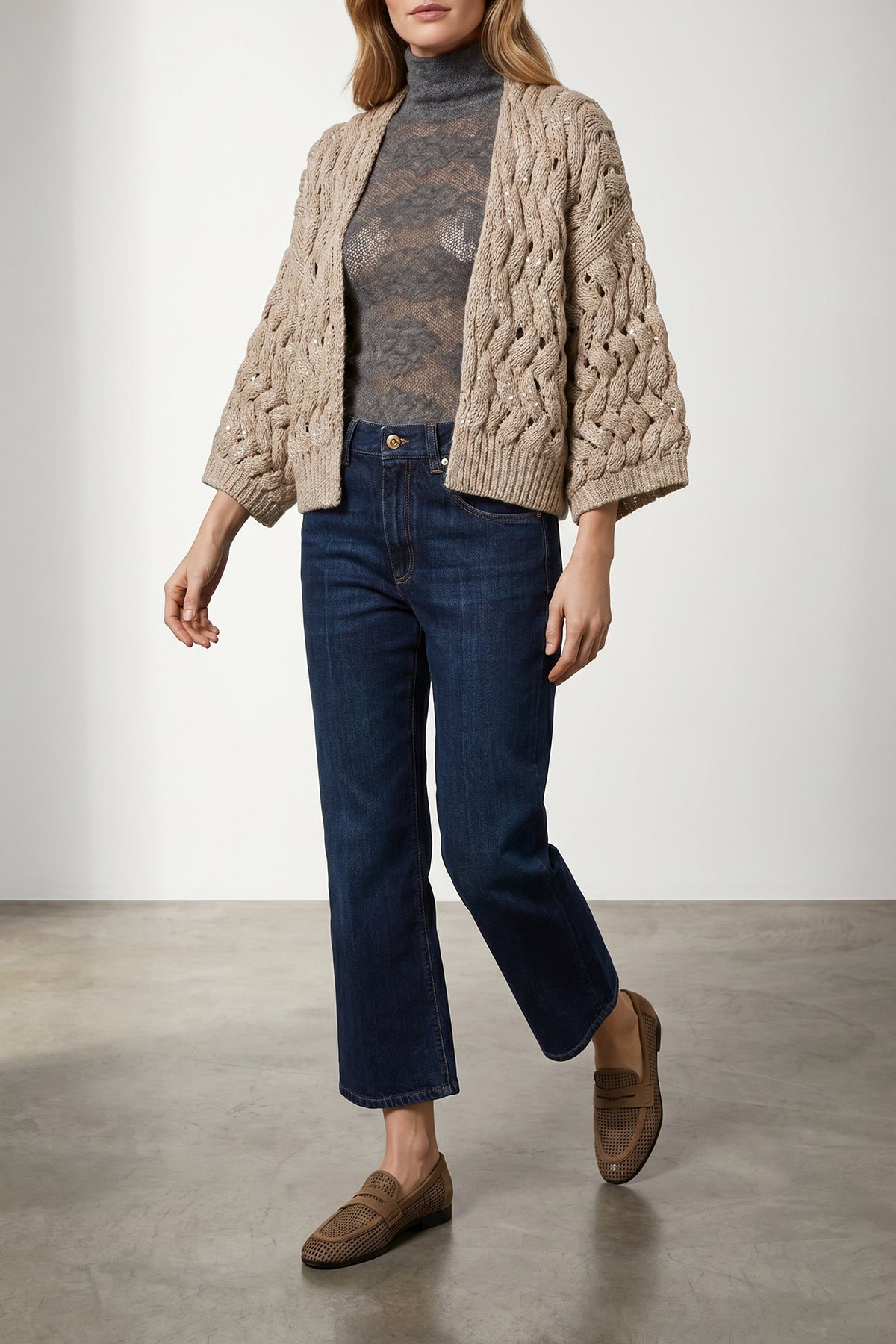 BRUNELLO CUCINELLI L openwork sweater in silk