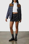 padded nylon mini skirt