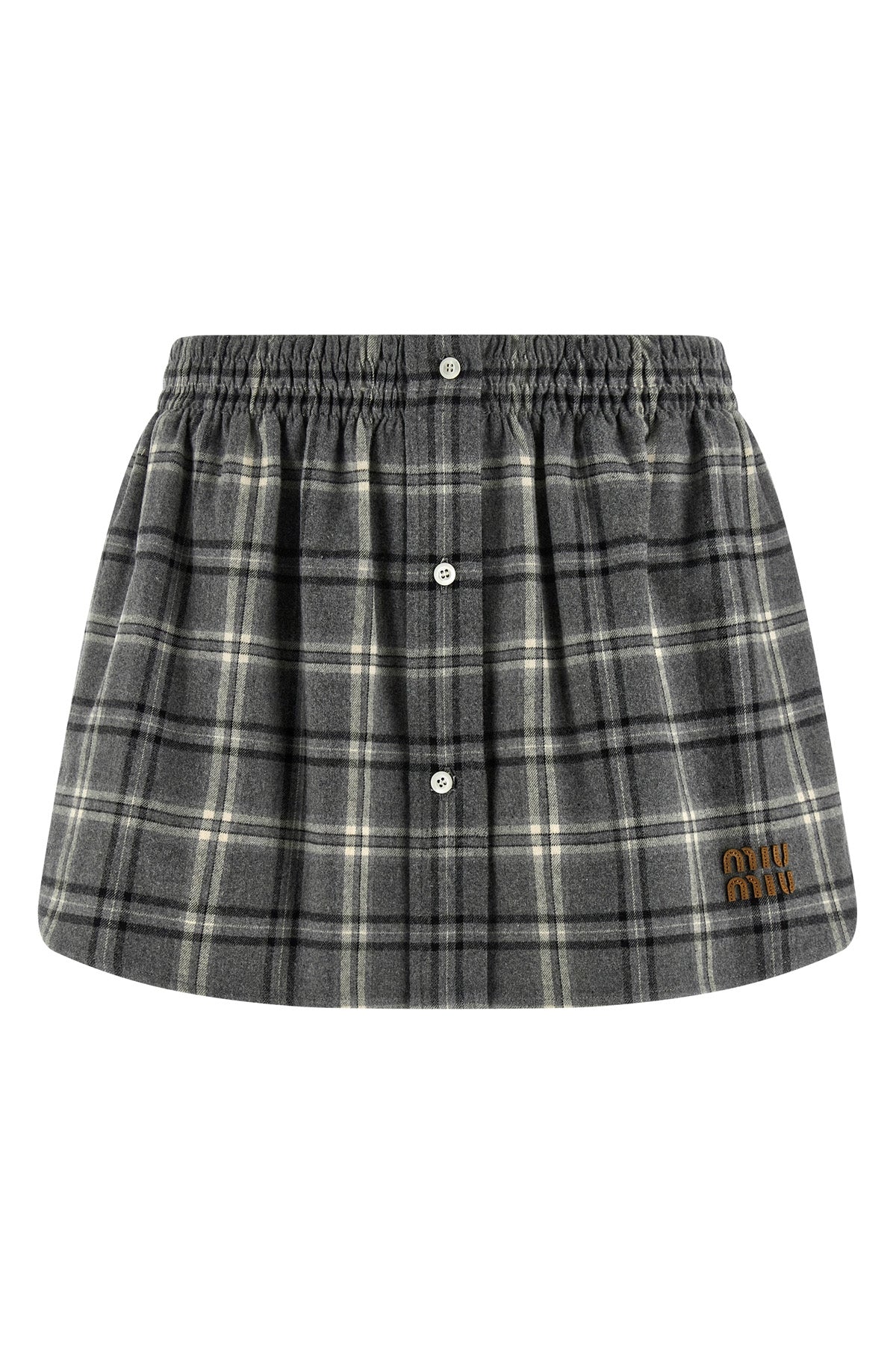 MIU MIU 40 check print cotton flannel mini skirt