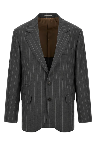 150s wide pinstriped batavia blazer in virgin wool