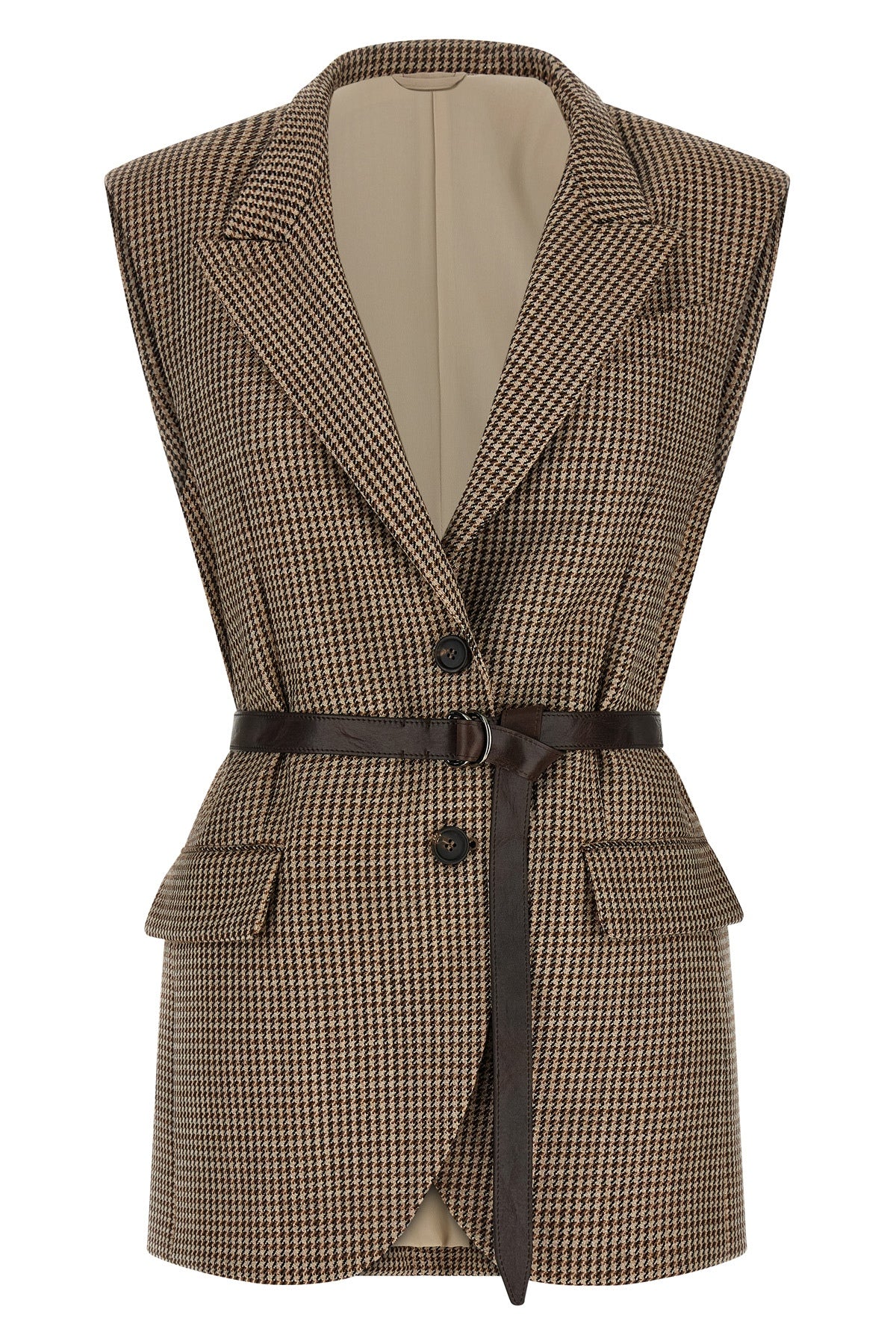 BRUNELLO CUCINELLI 40 sparkling virgin wool houndstooth vest