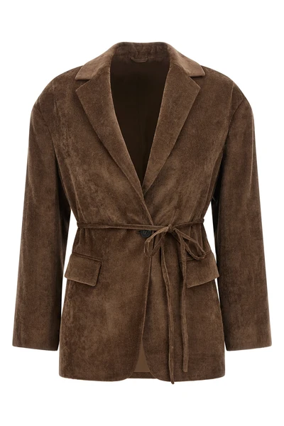 microribbed cashmere blend velvet blazer