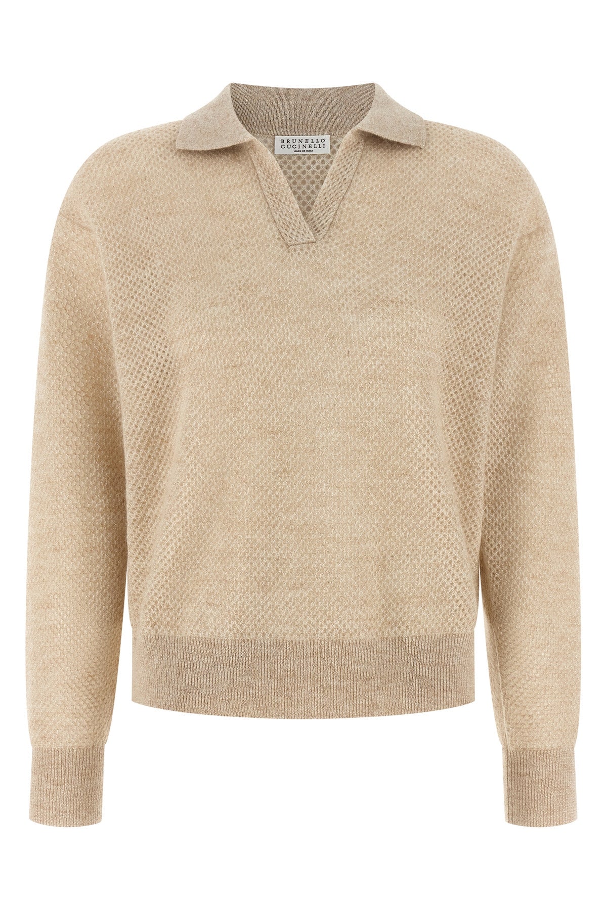 BRUNELLO CUCINELLI L mohair and wool blend polo shirt woven