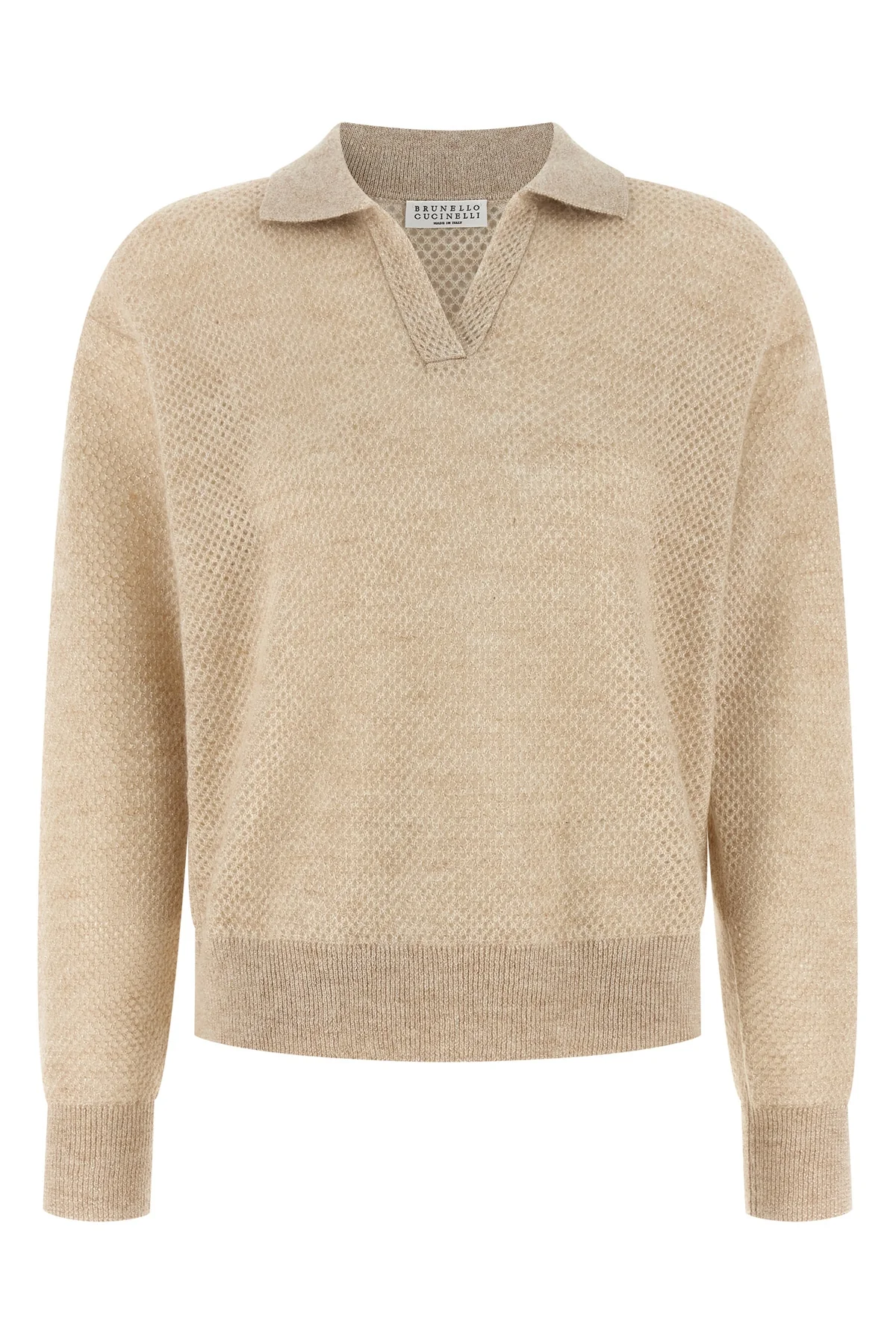 BRUNELLO CUCINELLI L mohair and wool blend polo shirt woven