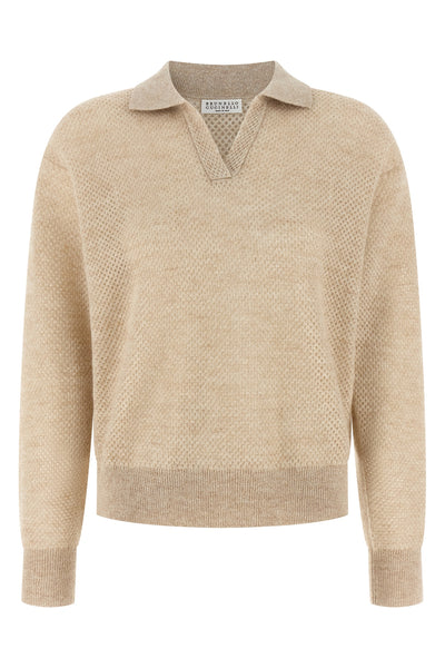 mohair and wool blend polo shirt woven