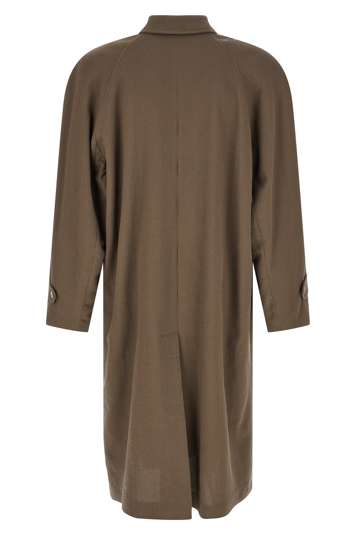 caligo embossed herringbone weave wool blend coat