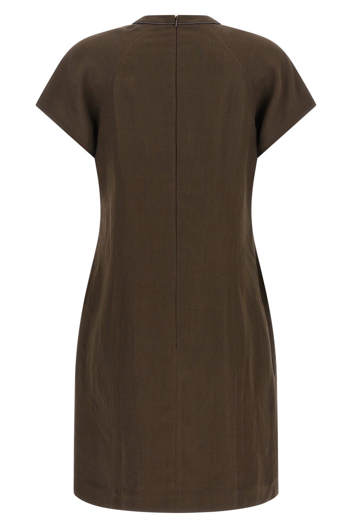 BRUNELLO CUCINELLI L mini t-shirt dress in fluid viscose and linen twill
