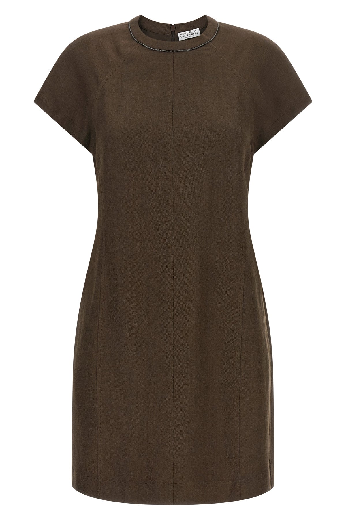 BRUNELLO CUCINELLI L mini t-shirt dress in fluid viscose and linen twill
