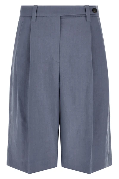 sartorial bermuda shorts in viscose and linen fluid twill