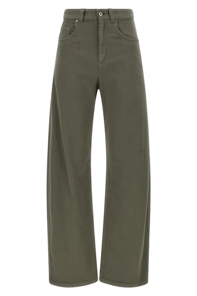 brunello cucinelli stretch cotton jeans define a wide-leg silhouette