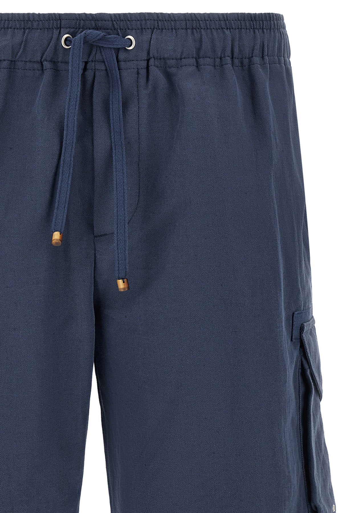 cargo bermuda shorts in flamed cotton and linen drill