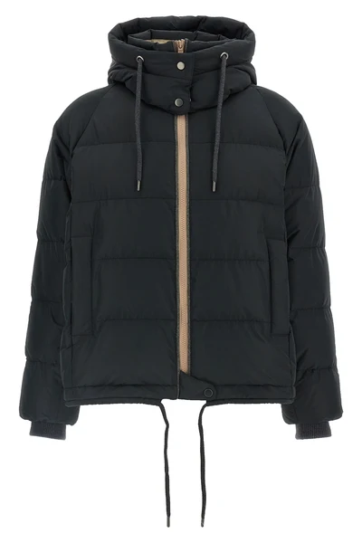 brunello cucinelli black tech taffeta down jacket redefines the codes of outerwe