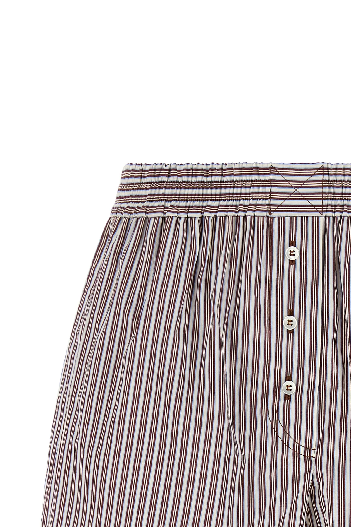 pyjama shorts in cotton poplin and striped silk