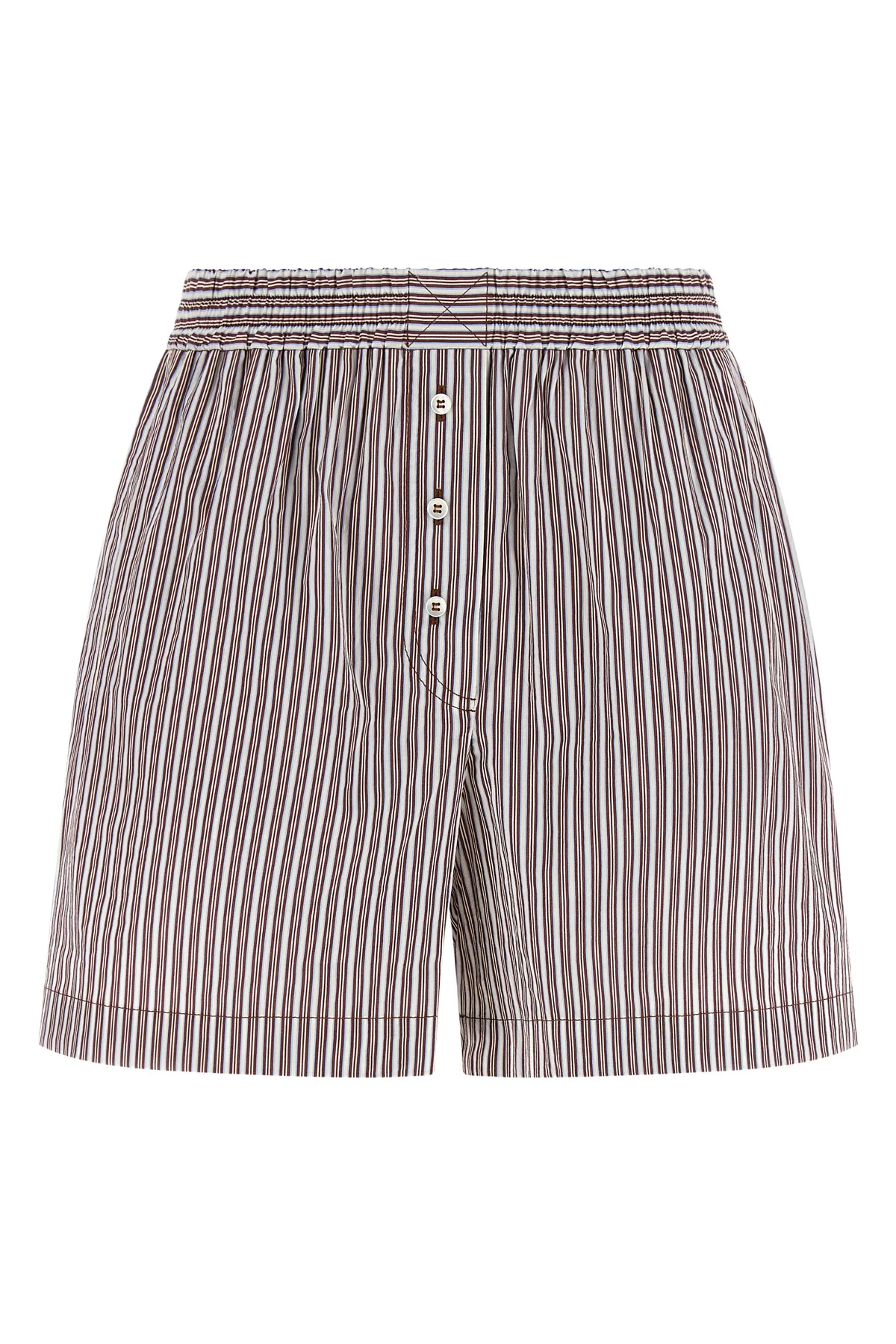pyjama shorts in cotton poplin and striped silk