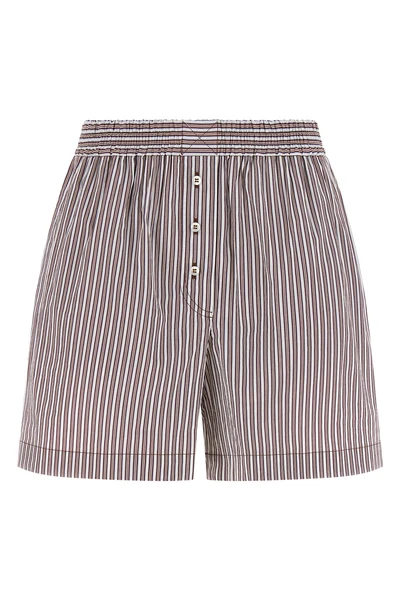 pyjama shorts in cotton poplin and striped silk