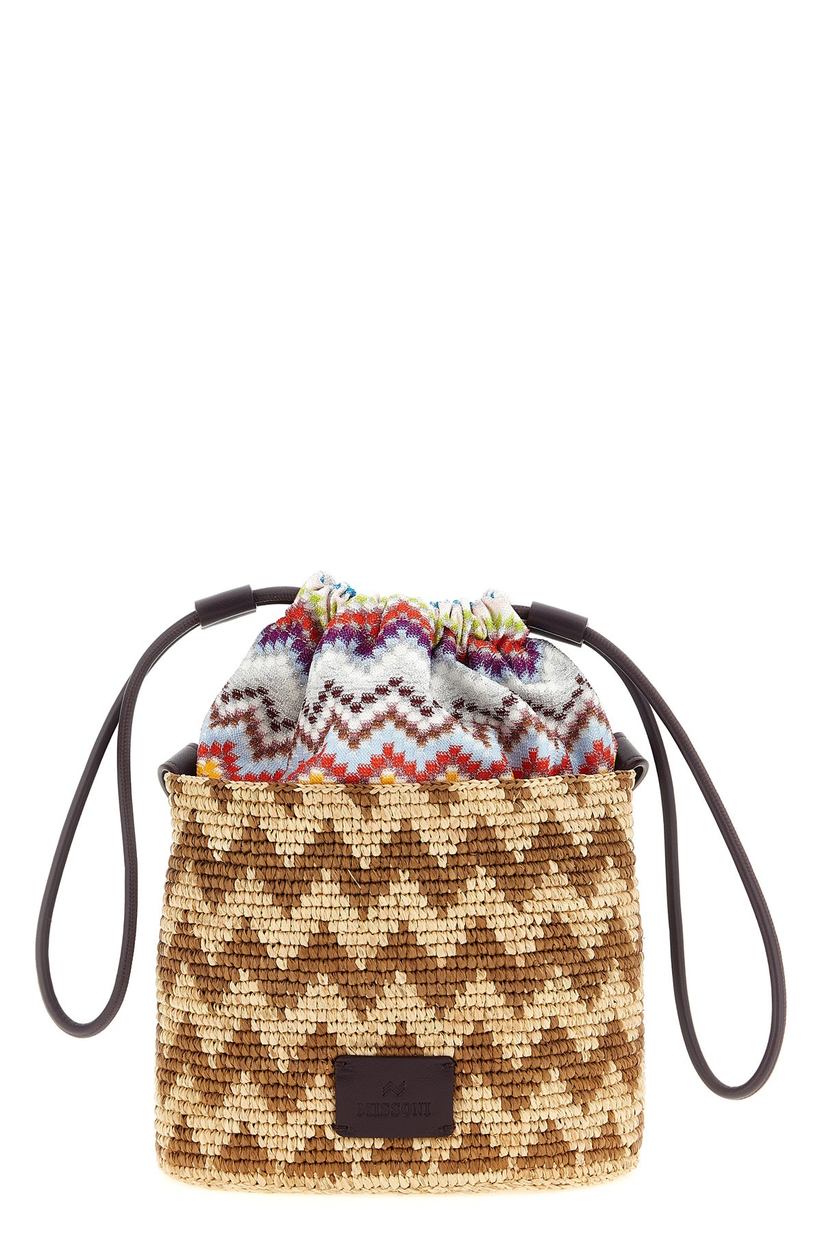 MISSONI OS zigzag pattern braided raffia bucket