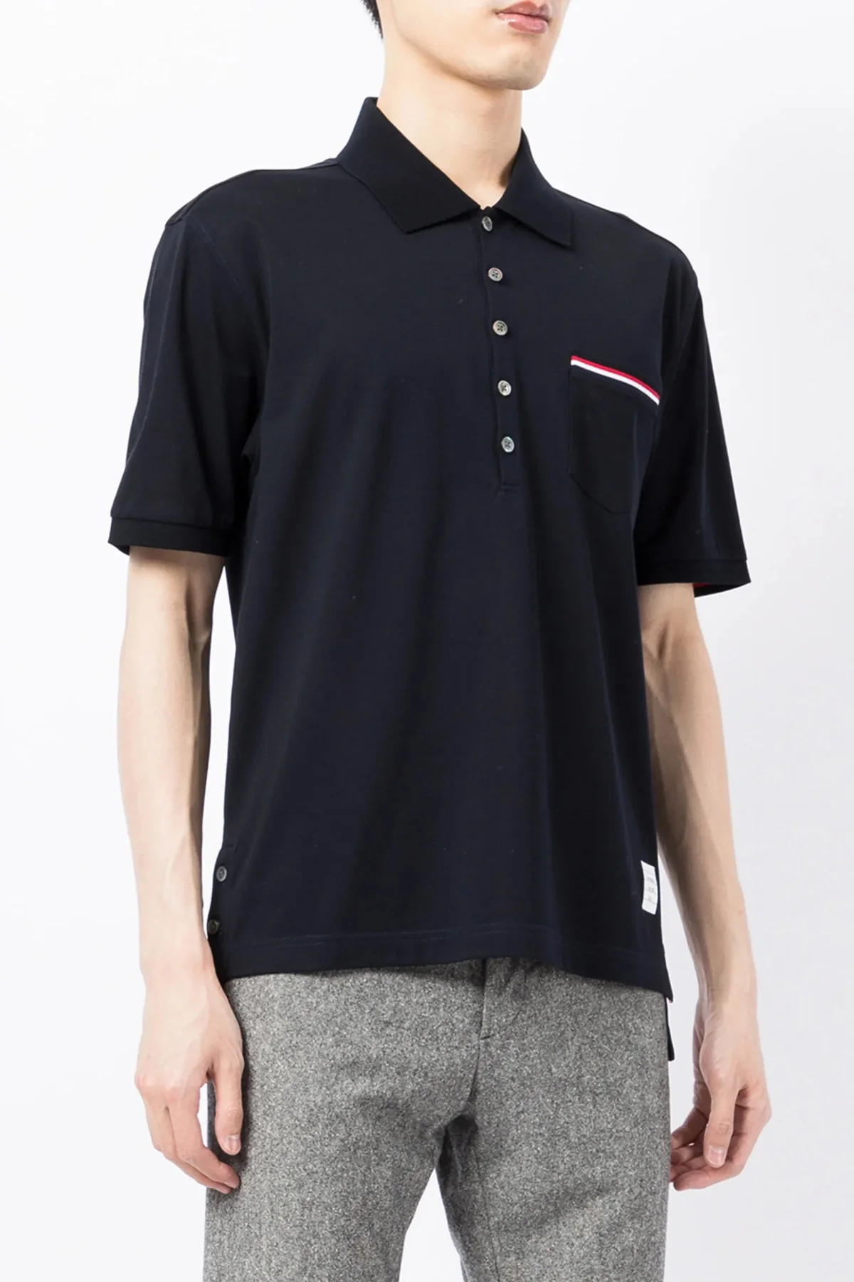 THOM BROWNE 1 piqué cotton polo shirt