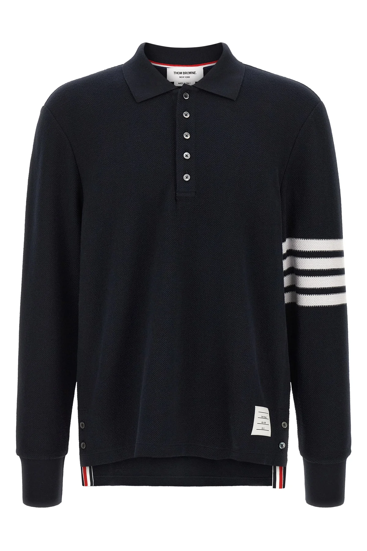 THOM BROWNE 4 textured piqué cotton polo shirt