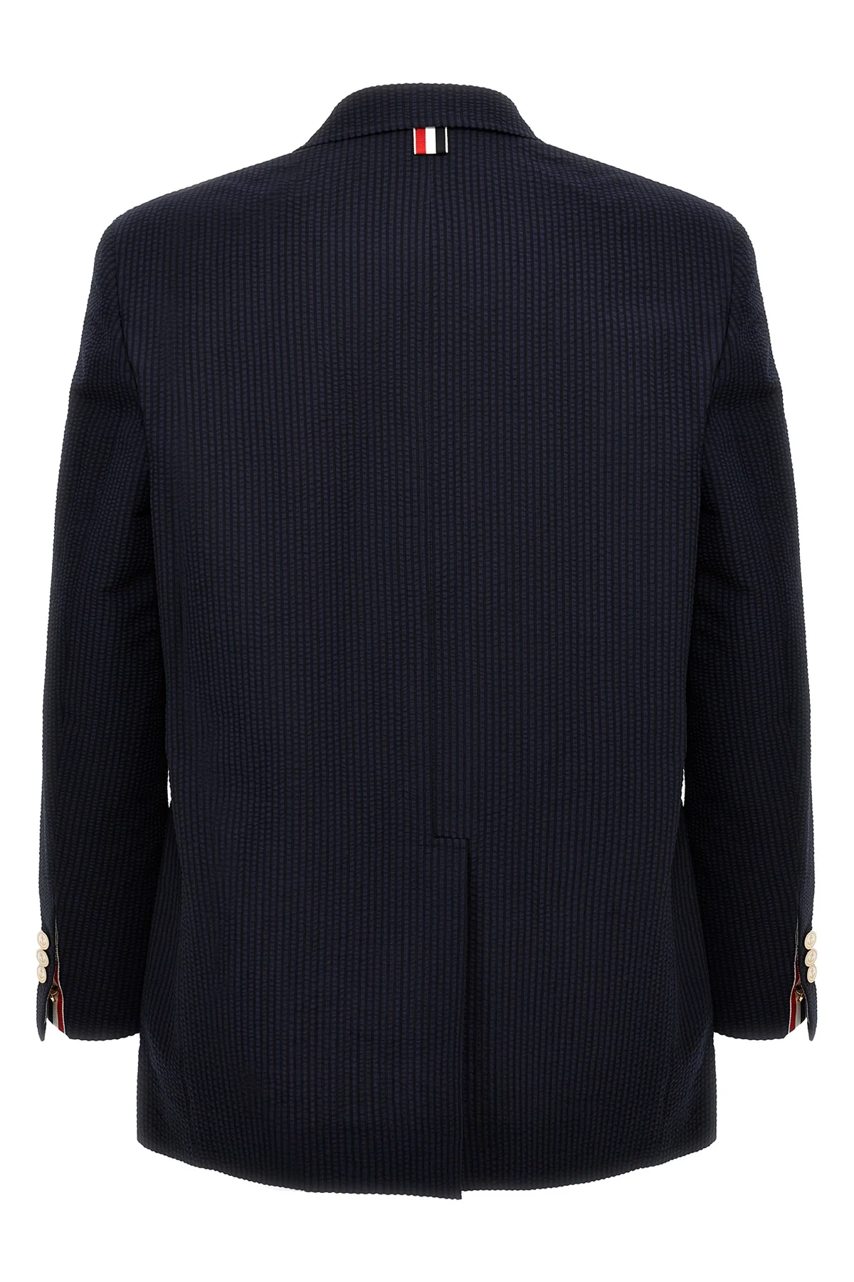 single-breasted wool seersucker blazer