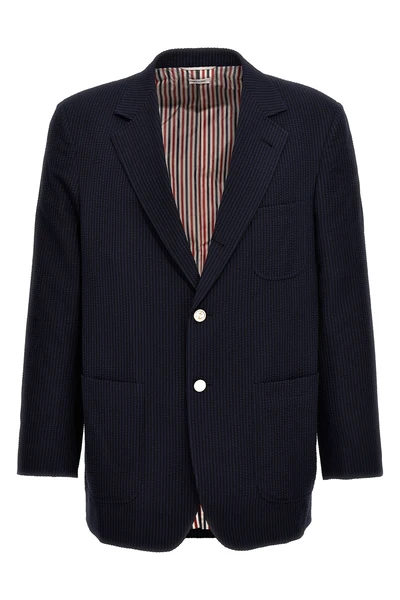 single-breasted wool seersucker blazer