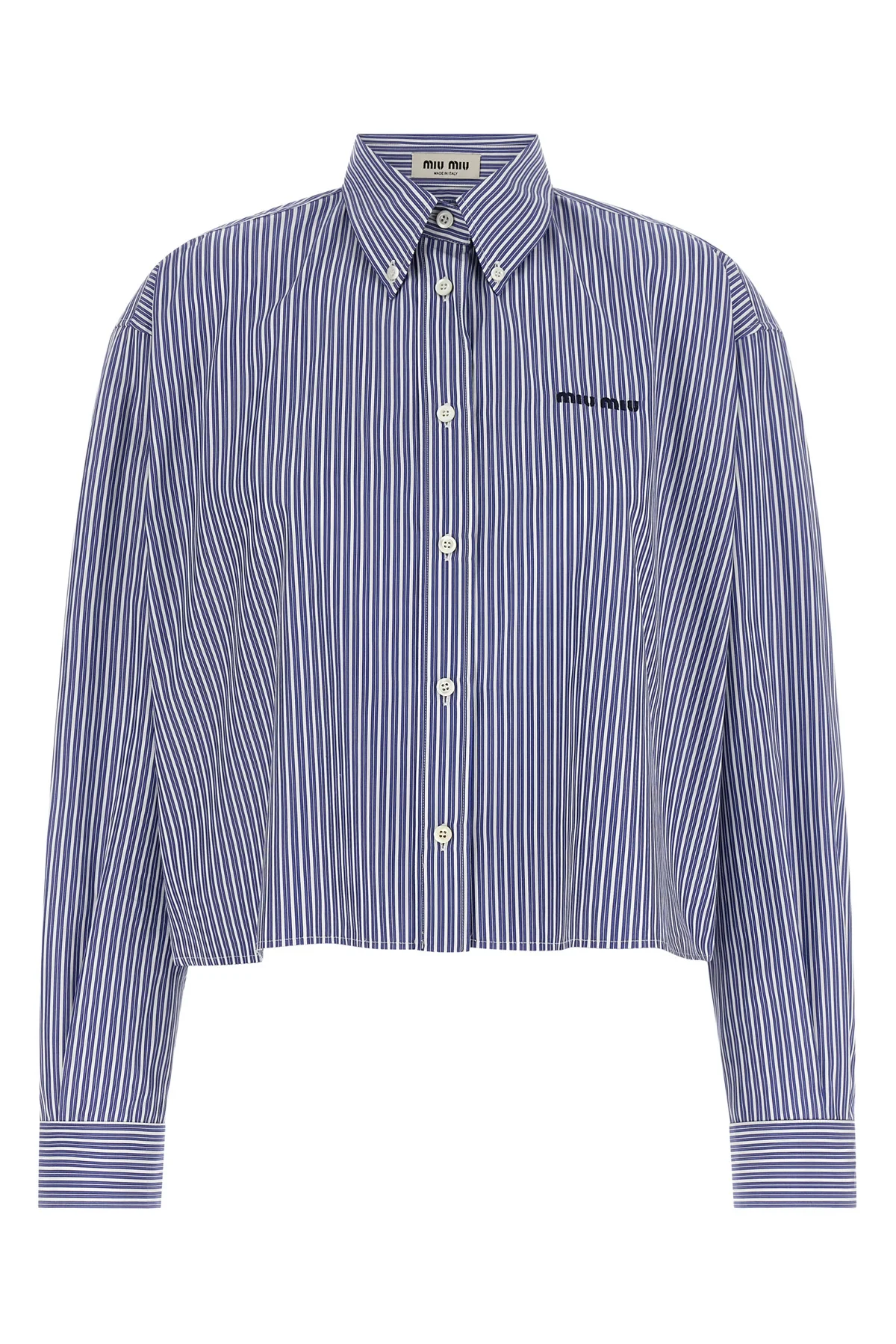striped cotton poplin cropped shirt