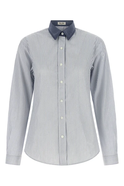 the miu miu pure cotton shirt redefines the codes of classic tailoring through a