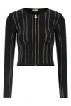 the elisabetta franchi cardigan stands out for a sartorial construction defined