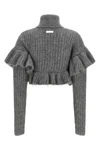 the elisabetta franchi cropped sweater redefines knitwear through a sculptural c