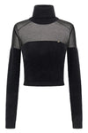 fur-effect knitted turtleneck sweater