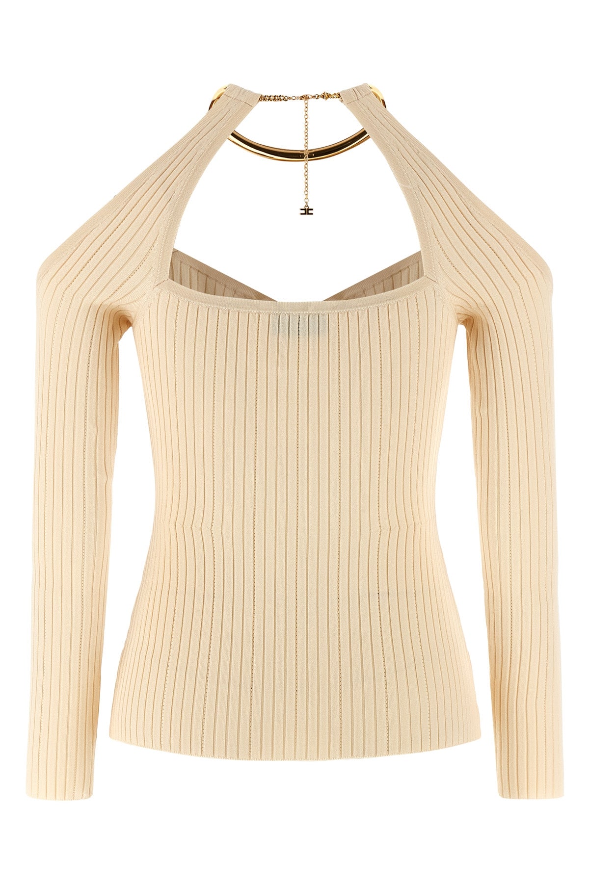 ELISABETTA FRANCHI 40 off-the-shoulder stretch viscose blend sweater