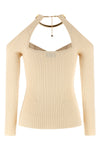 off-the-shoulder stretch viscose blend sweater
