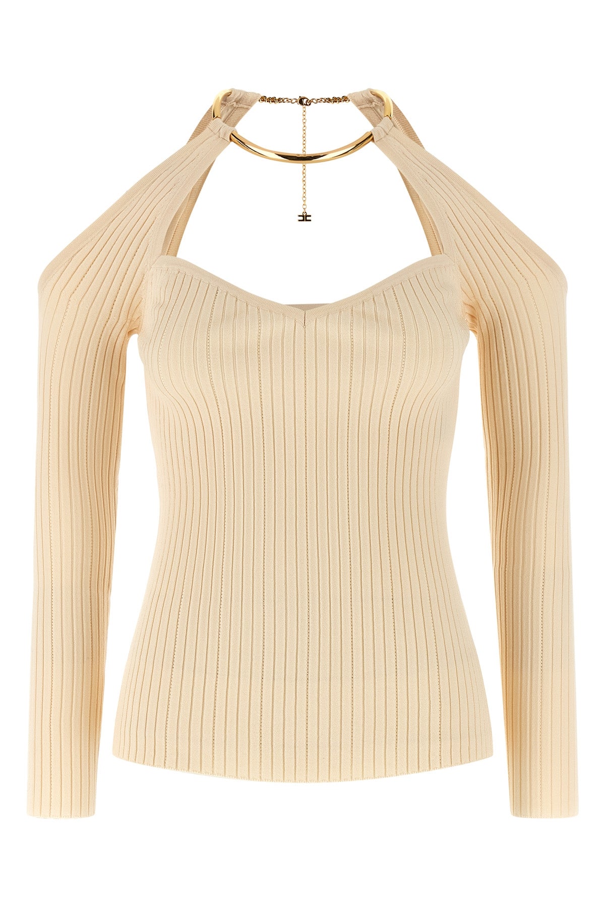 ELISABETTA FRANCHI 40 off-the-shoulder stretch viscose blend sweater