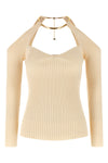 off-the-shoulder stretch viscose blend sweater