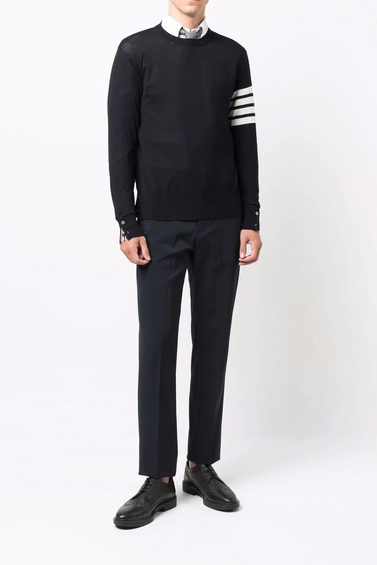 THOM BROWNE 1 4 bar merino wool sweater