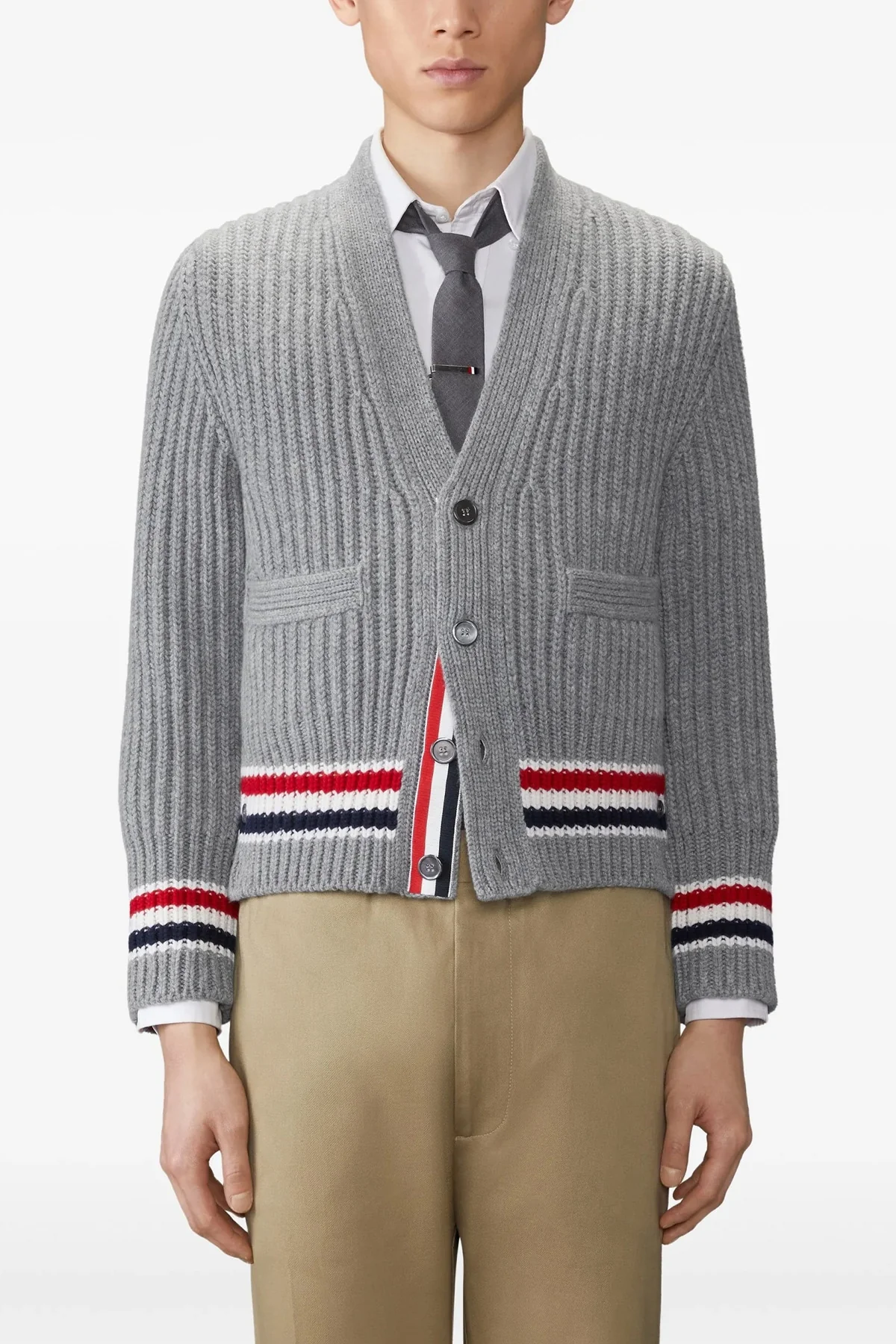THOM BROWNE 2 ribbed cashmere cardigan