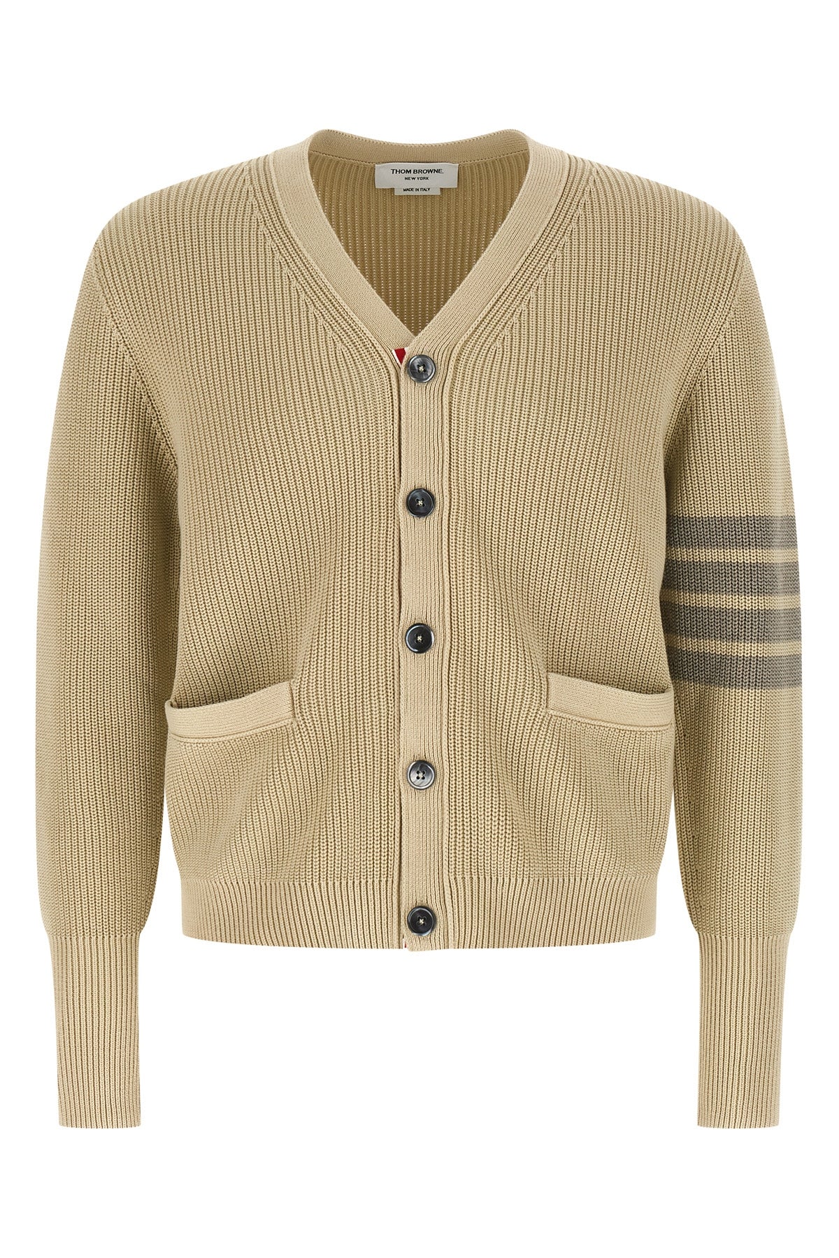 THOM BROWNE 3 garment dye cotton knit cardigan