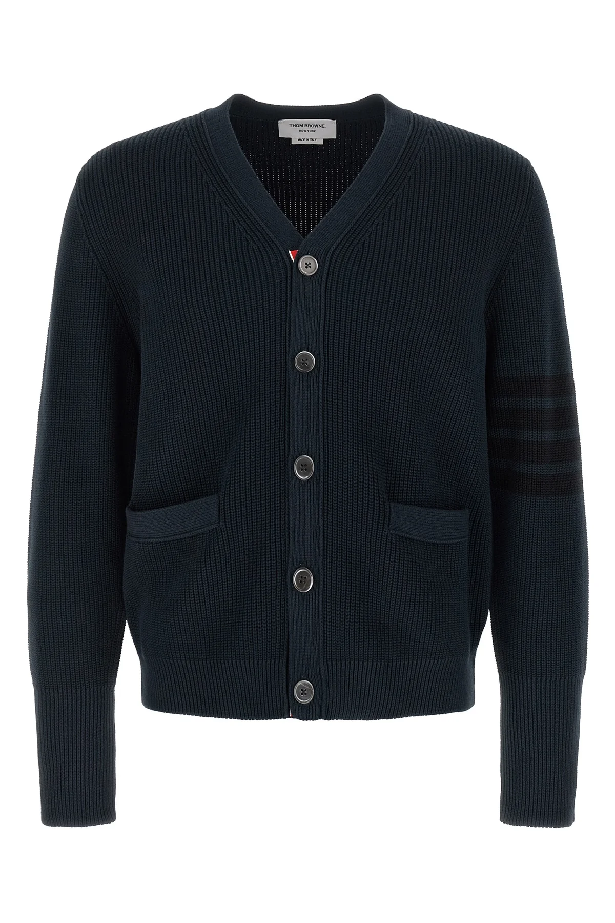 THOM BROWNE 2 garment dye cotton knit cardigan