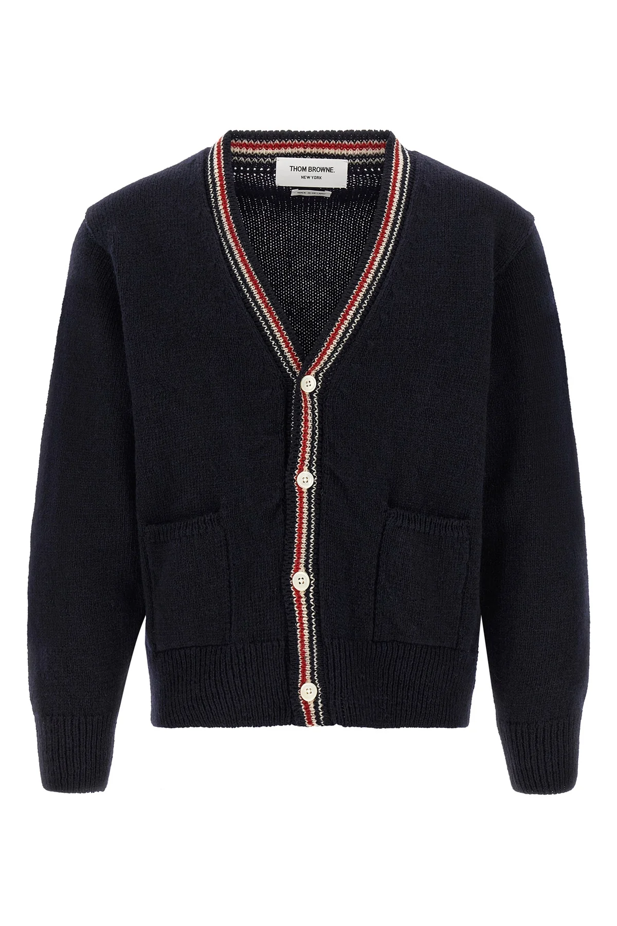 the thom browne cardigan in a fine wool and mohair blend
