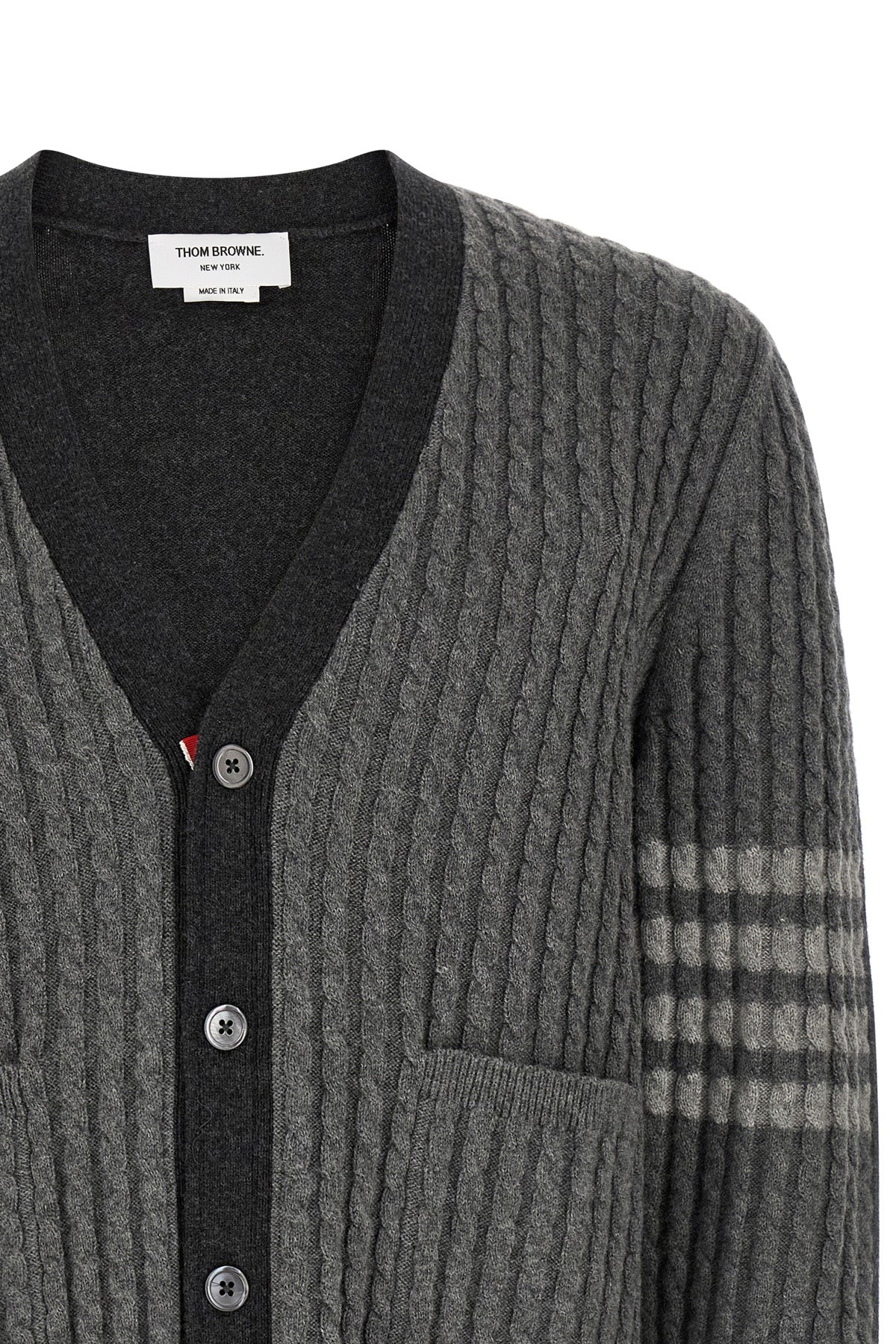 the thom browne 2-in-1 v-neck cardigan