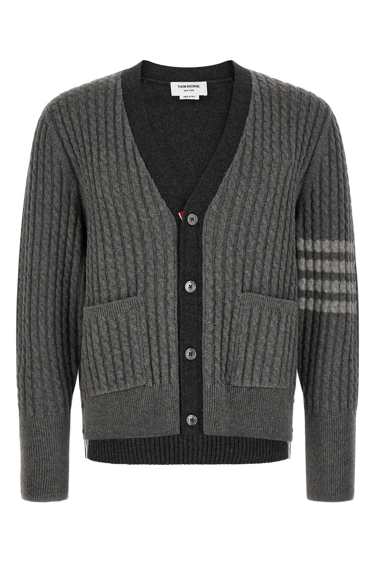 the thom browne 2-in-1 v-neck cardigan