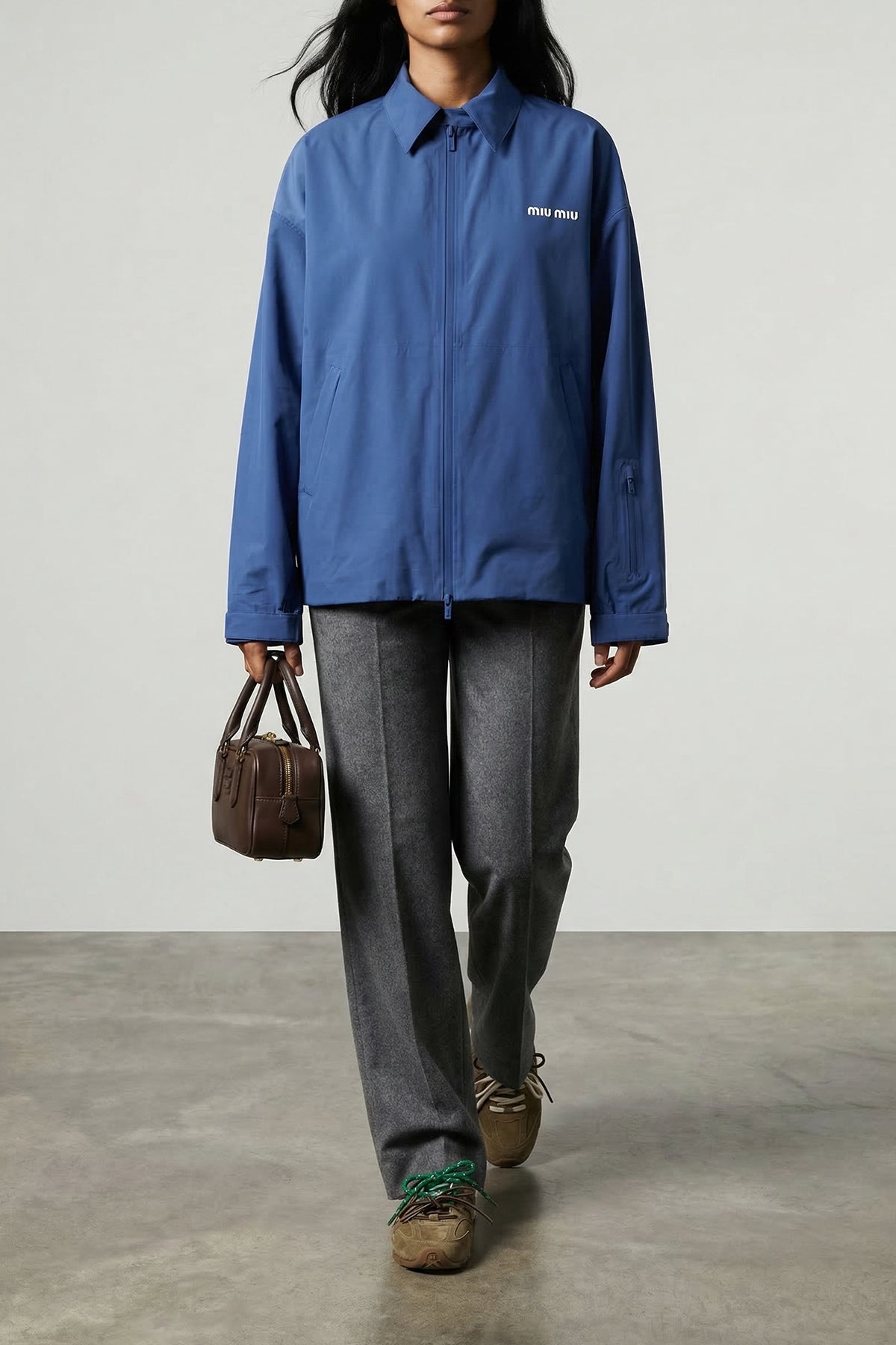 MIU MIU 38 anorak in water-repellent technical canvas