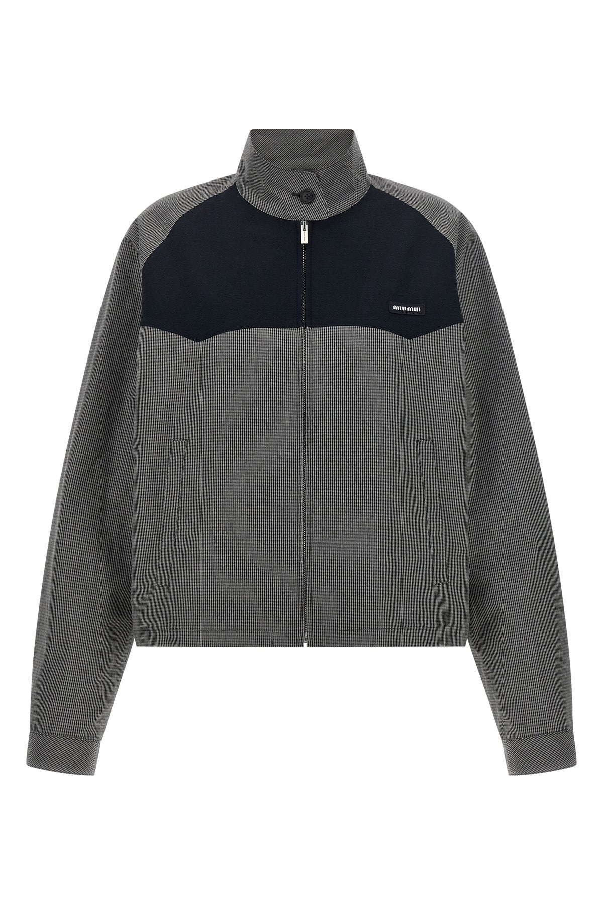 check vichy patterned cotton blouson