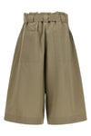 pull-on cotton and ramie blend bermuda shorts